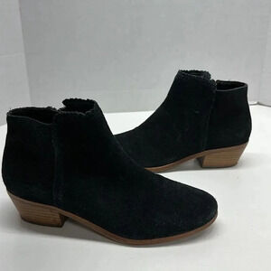 Jack Rogers Raegan Bootie Ankle Low Heeled Boots Side Zip Suede Black Size 7